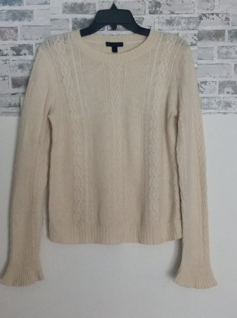 J. Crew Cream Cable Knit Crewneck Sweater